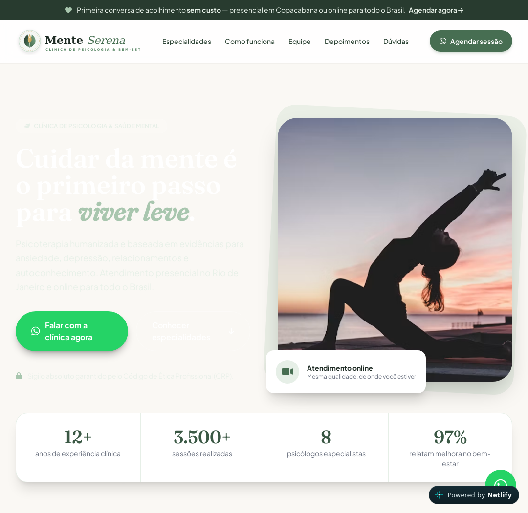 Site Clínica Mente Serena Psicologia e Saúde Mental