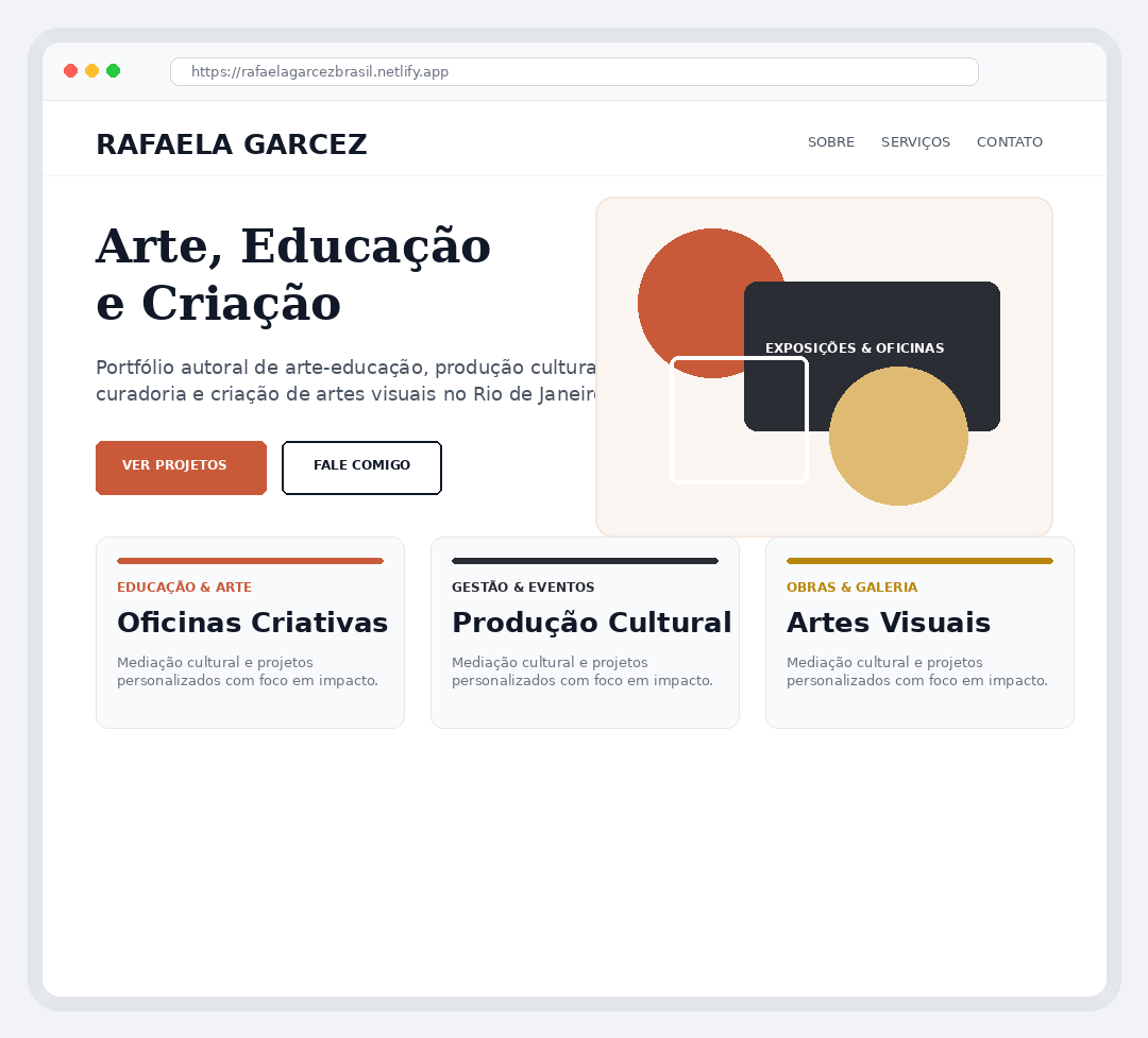Site da artista Rafaela Garcez — Artes e Criação