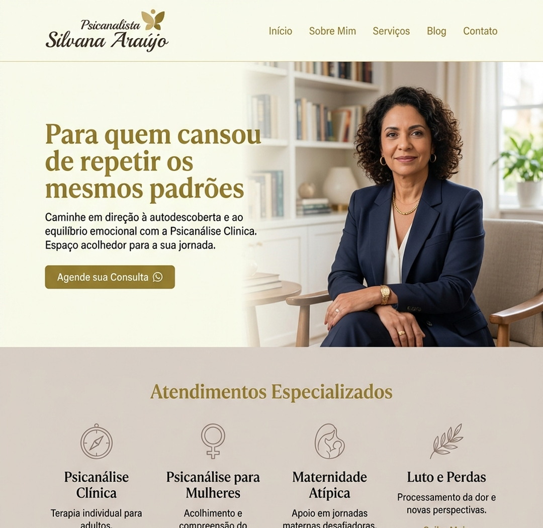 Site Silvana Araújo — Psicanalista Clínica Online