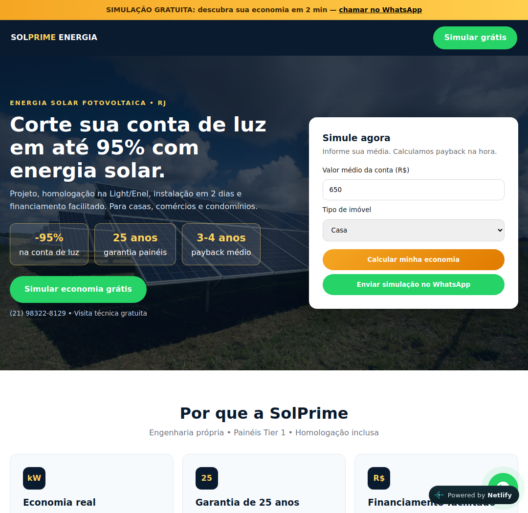 Site SolPrime Energia Solar Fotovoltaica