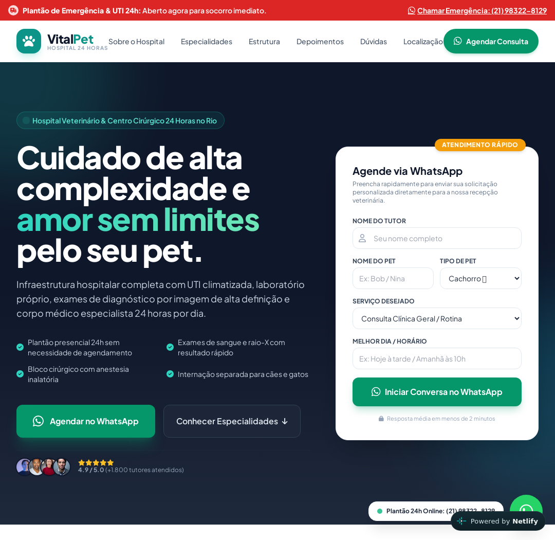 Site VitalPet Hospital Veterinário 24h